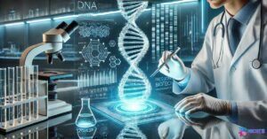 Top 10 Health Innovations in 2025 | Future of Medicine and Wellness 6 Scientist using CRISPR tool to modify DNA strands for genetic therapy